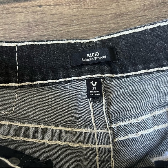 True Religion Men's Ricky Rope Stitch Flap Jeans Washed Black Size 29 - Picture 11 of 11